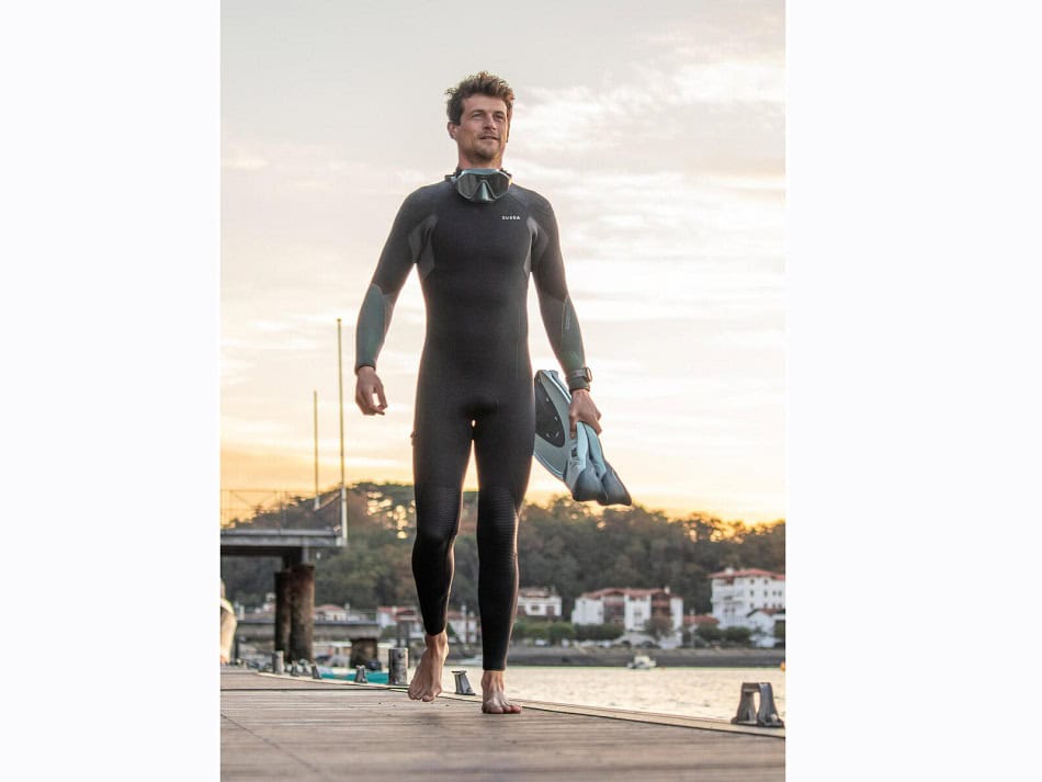 Scuba Diving Neoprene Suit SCD 900 Man 5 Mm Black Khaki5445(1)