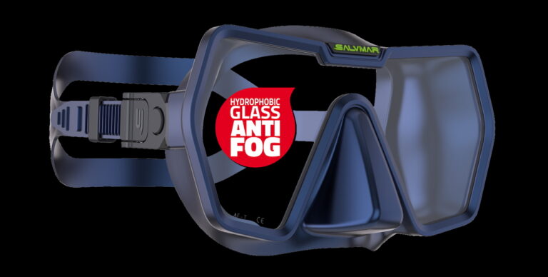 Masque de plongée Salvimar avec verre hydrophobe et anti-buée, idéal pour explorer les fonds marins.