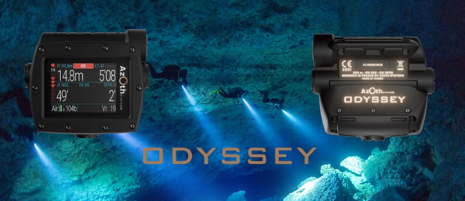 Azoth Odyssey dive computer offering essential data for underwater exploration.