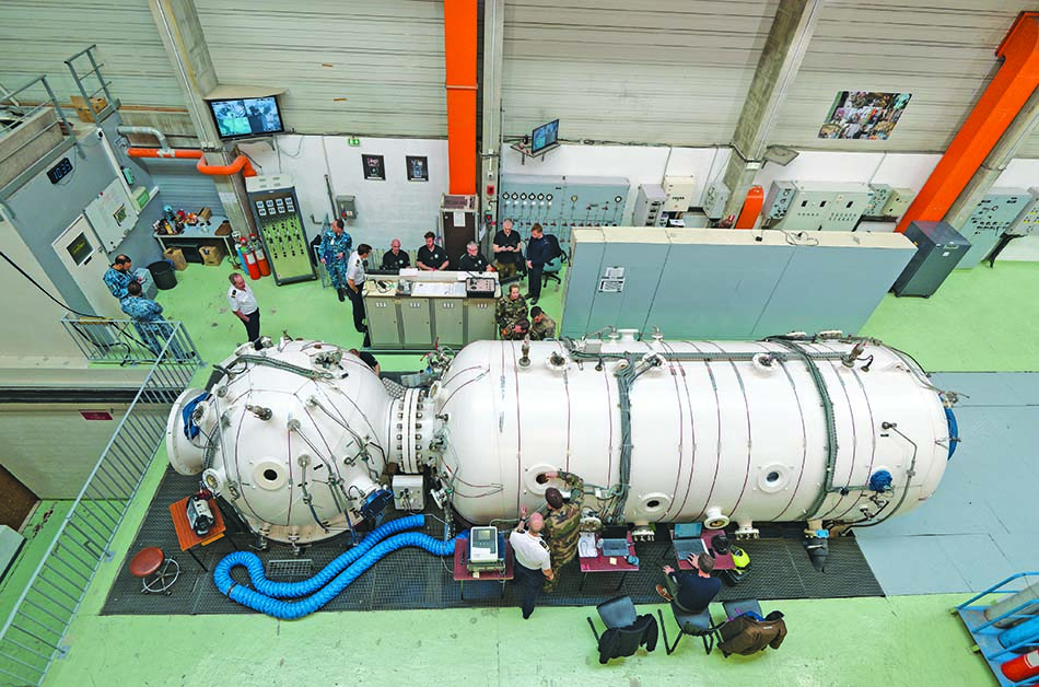 Underwater diving installation with hyperbaric chambers for oceanographic research.