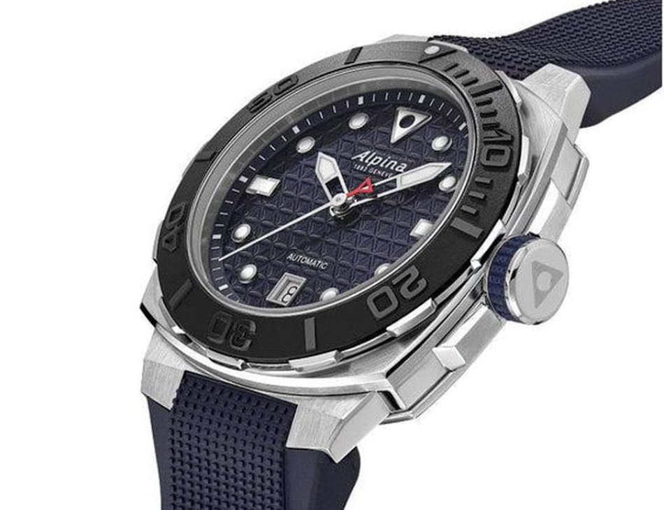 Alpina dive watch, combining robust design and features suited for underwater explorations.